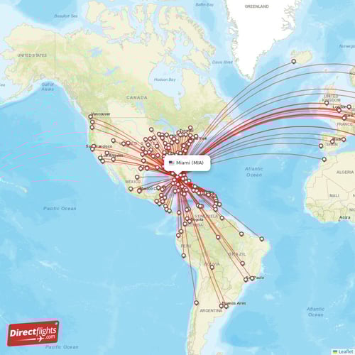 Direct flights from Miami 186 destinations MIA, USA