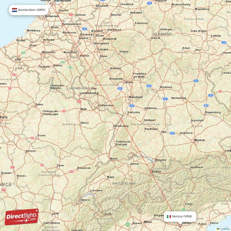 Direct flights from Amsterdam to Verona, AMS to VRN non-stop ...