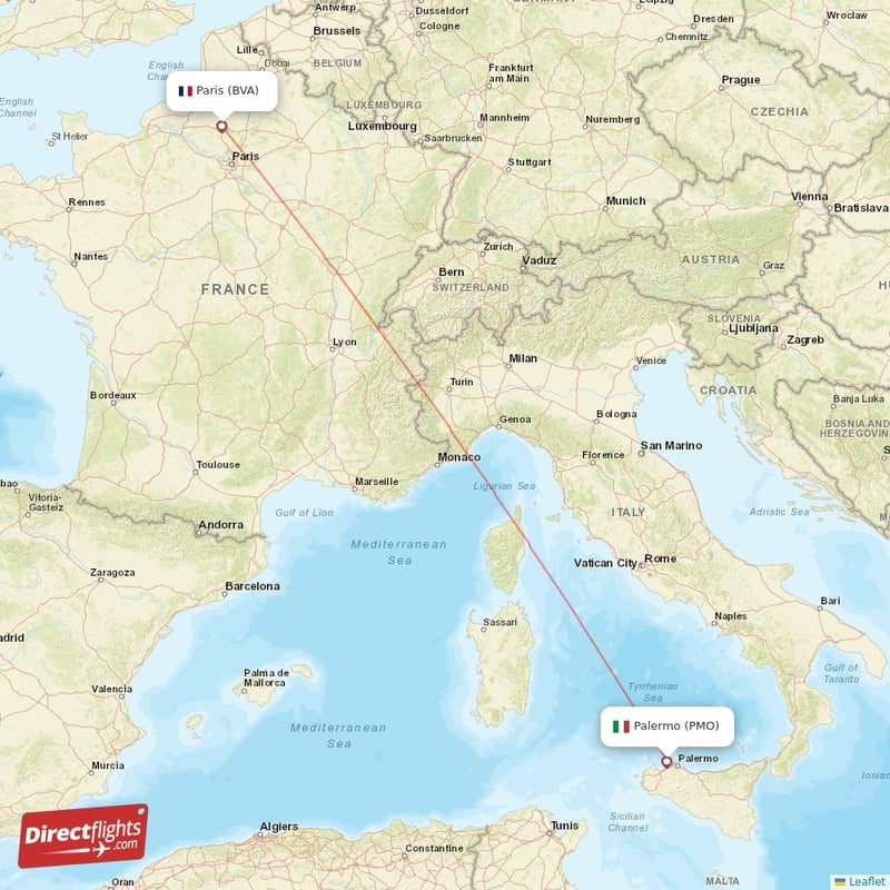 Direct flights from Paris to Palermo, BVA to PMO nonstop