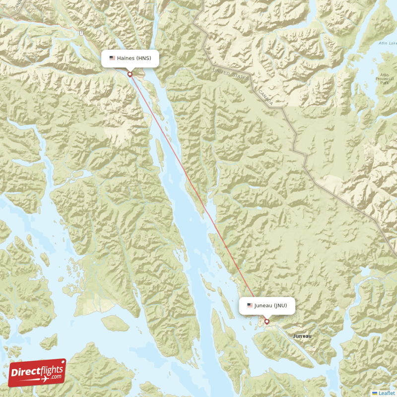 Juneau - Haines direct flight map