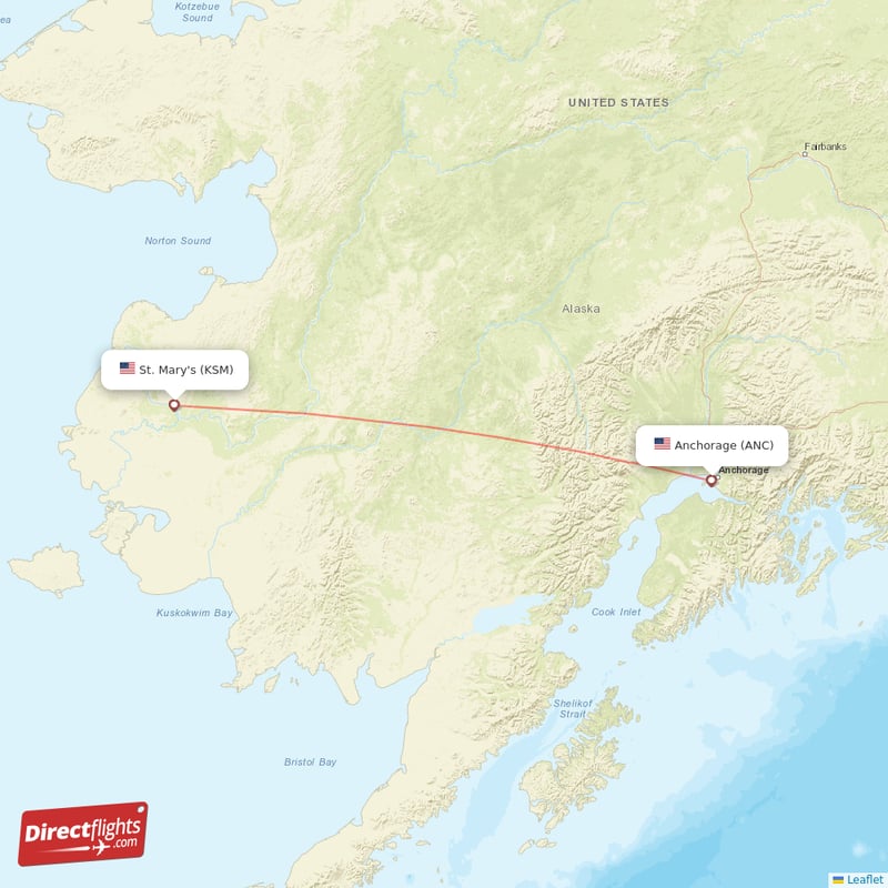 Saint Mary's - Anchorage direct flight map