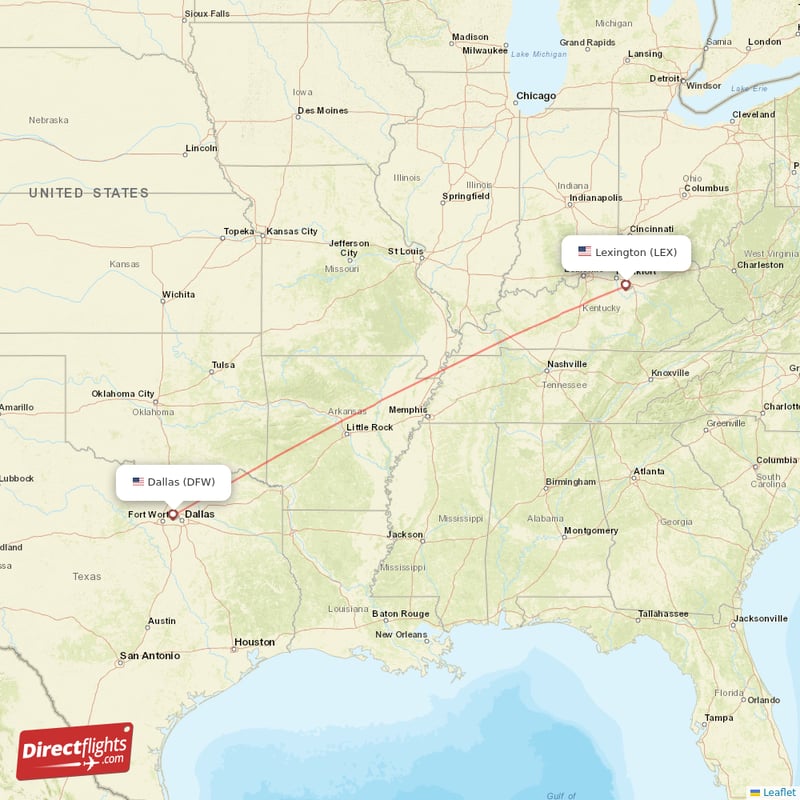 LEX - DFW route map