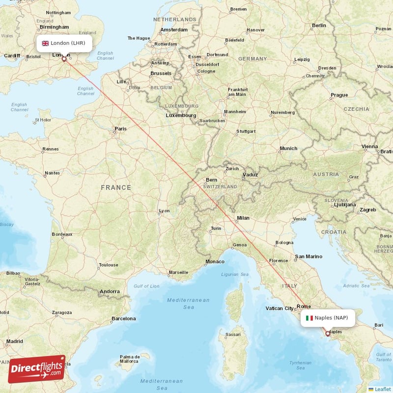 Direct flights from London to Naples, LHR to NAP nonstop