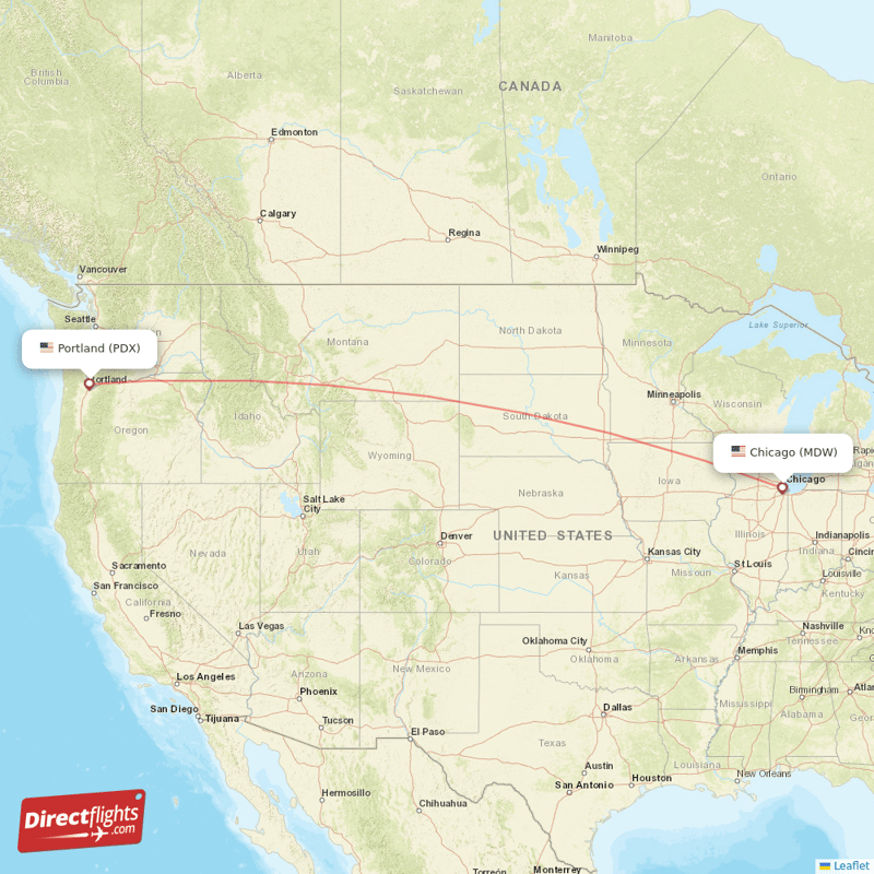 PDX - MDW route map
