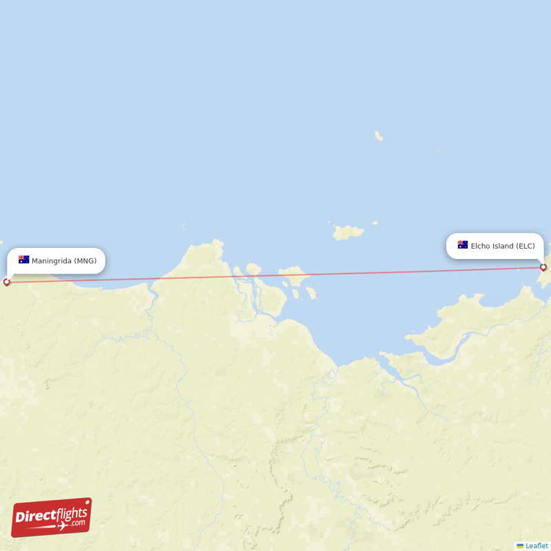 Maningrida - Elcho Island direct flight map