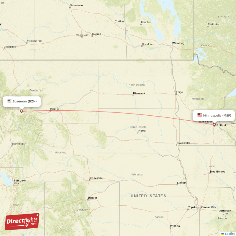 Minneapolis - Belgrade direct flight map