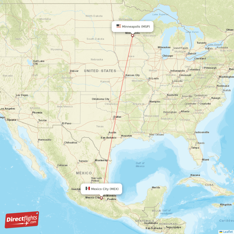 MSP - MEX route map