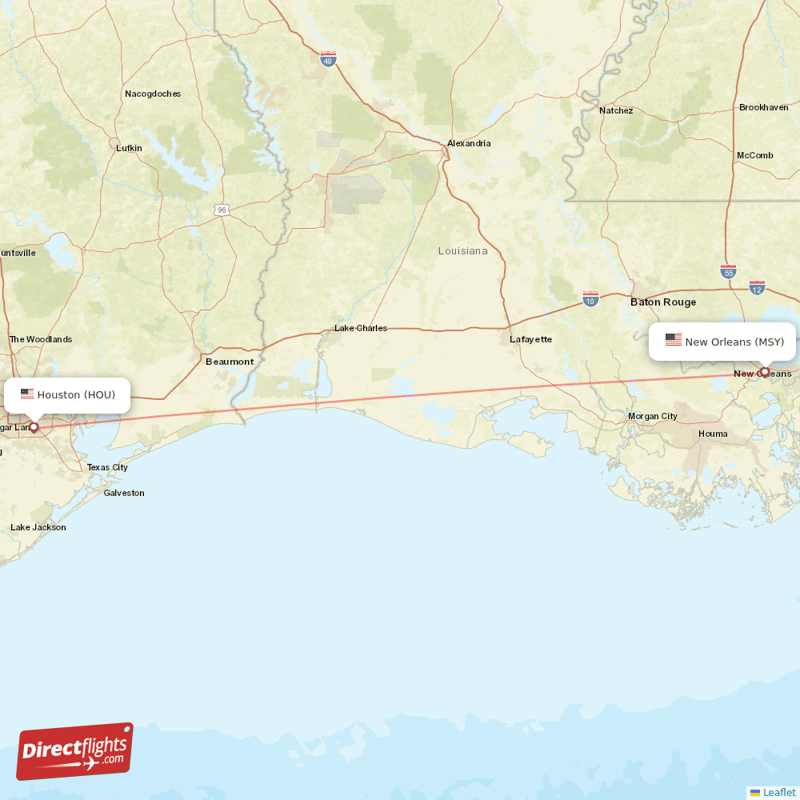 MSY - HOU route map