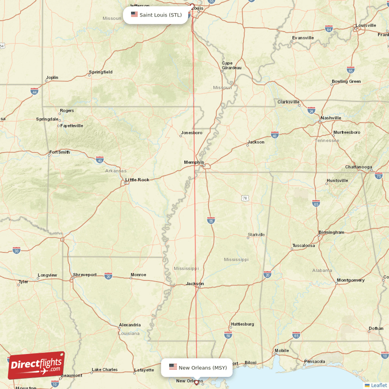 MSY - STL route map