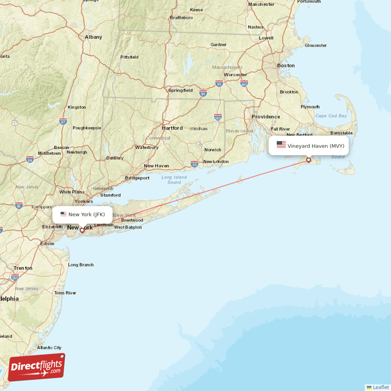 MVY - JFK route map