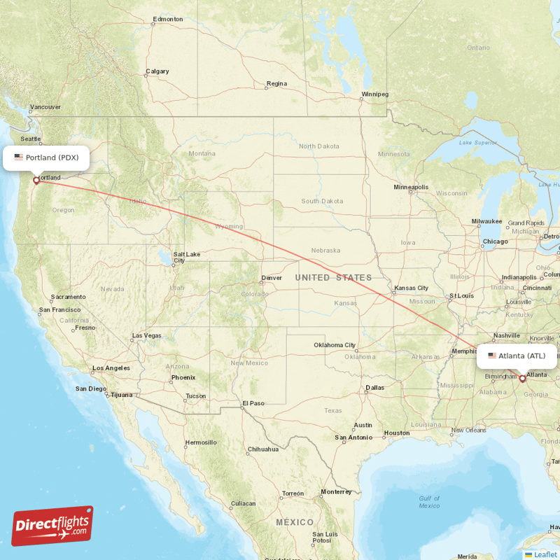 PDX - ATL route map