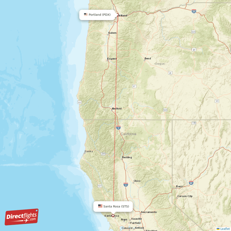 PDX - STS route map