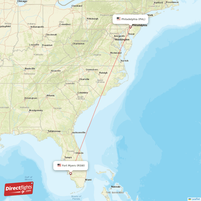 PHL - RSW route map
