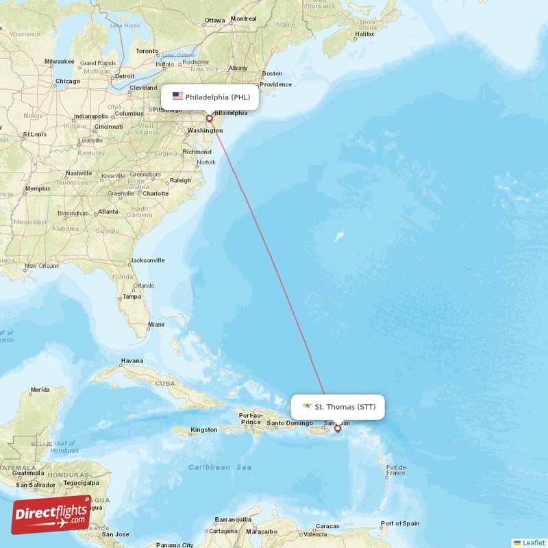 PHL - STT route map