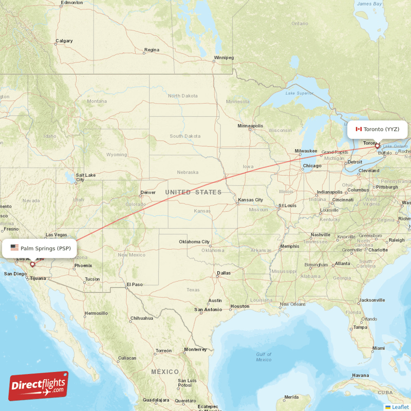 PSP - YYZ route map