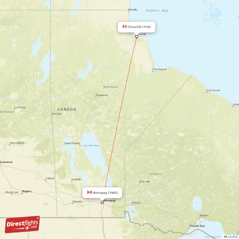 YWG - YYQ route map