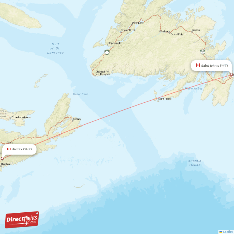 YYT - YHZ route map