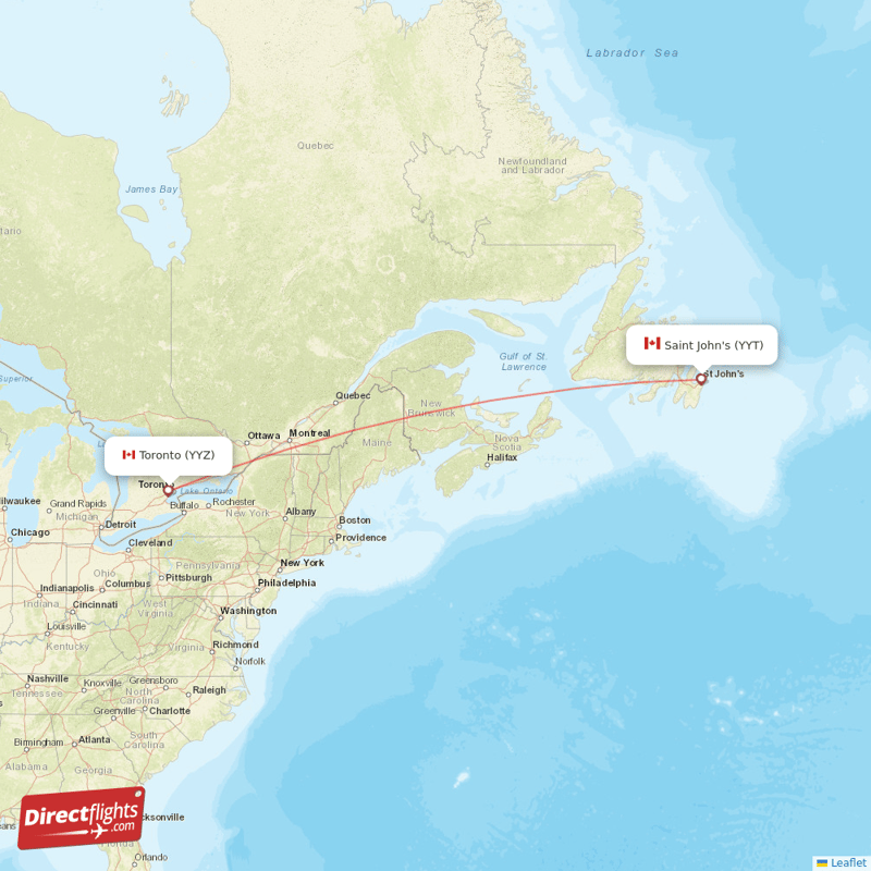 YYT - YYZ route map
