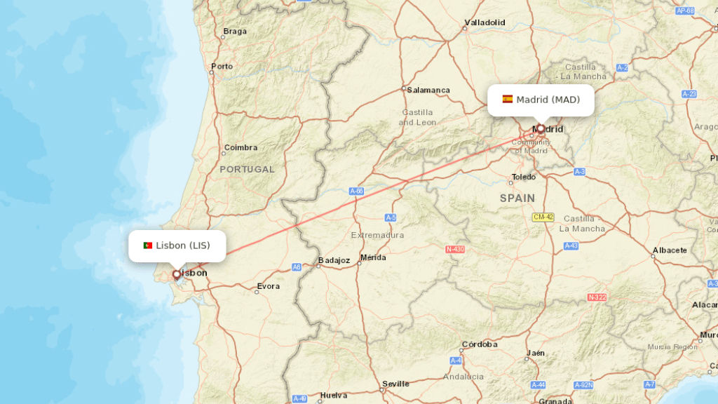 direct flights from lisbon to madrid