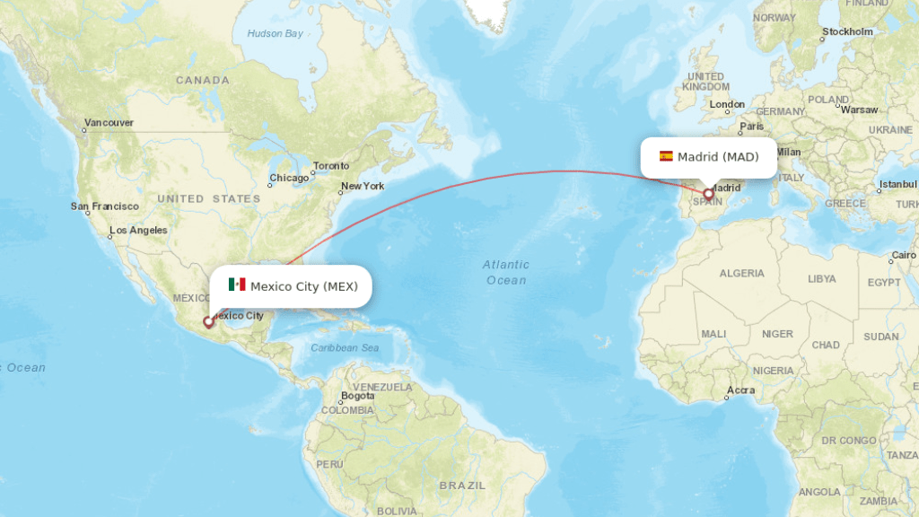 direct flights from Madrid to Mexico City