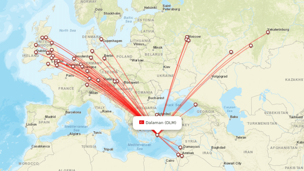 all direct flights to Dalaman (DLM)