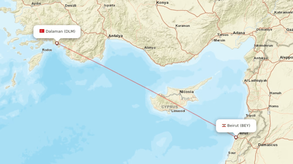 direct flights from beirut to dalaman