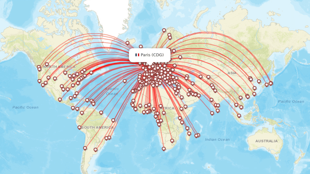 Find a direct flight to Paris and Charles De Gaulle