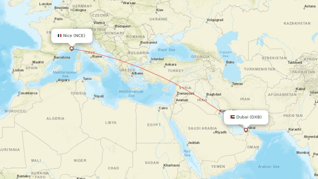 direct flights from dubai to nice