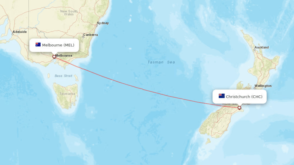 direct flights from melbourne to christchurch