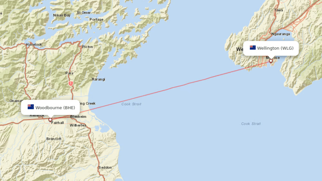 direct flights from woodbourne to wellington