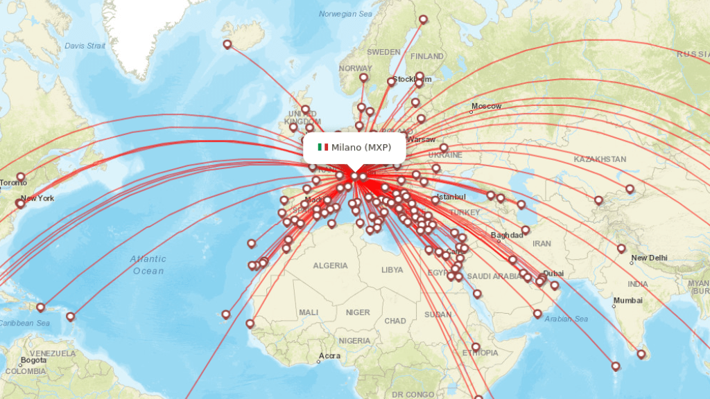 all direct flights to milan