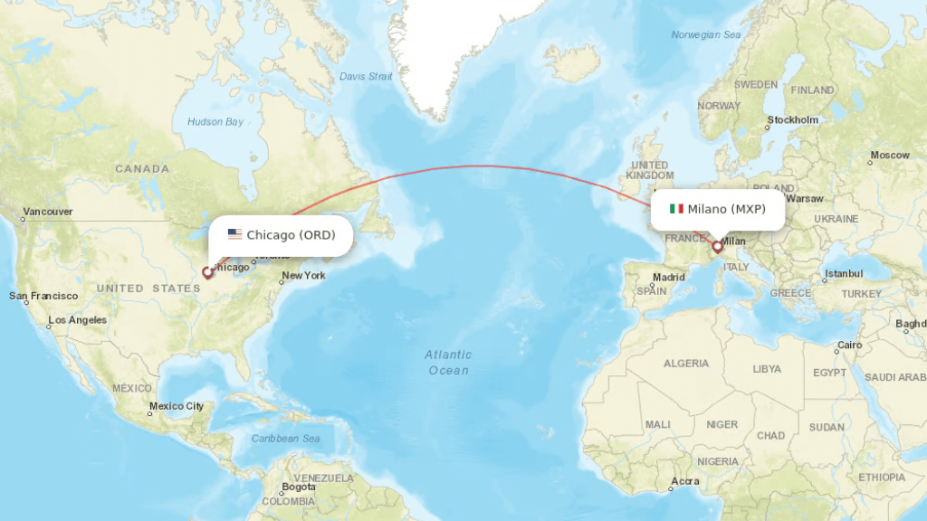 direct flights from chicago to milan