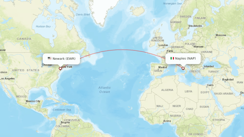 direct flights from new york to napoli