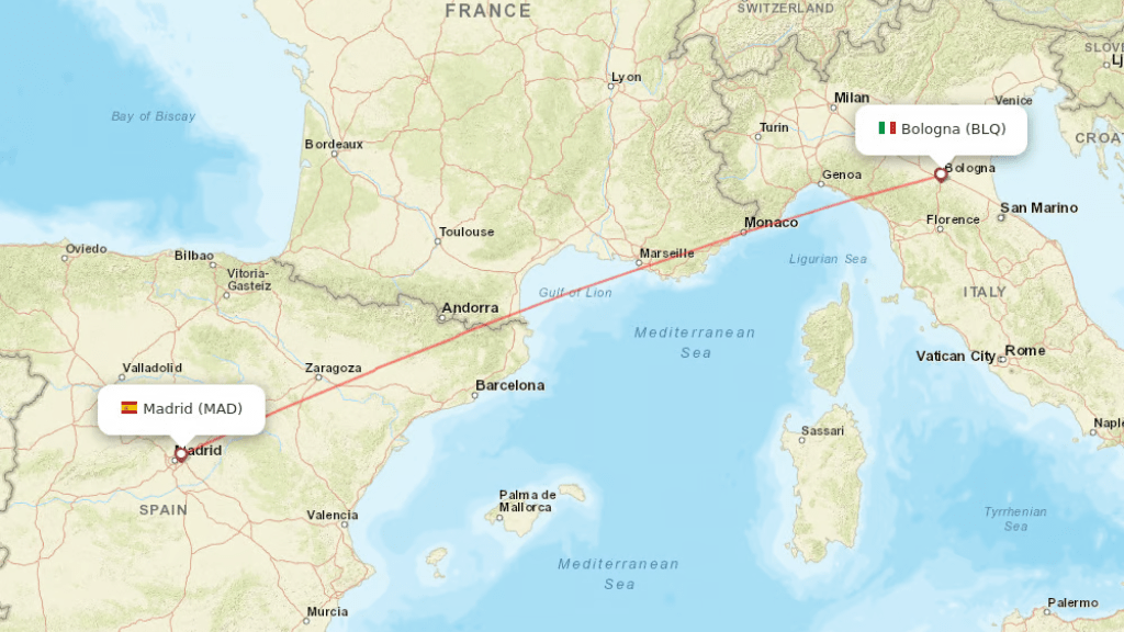 direct flights from madrid to bologna