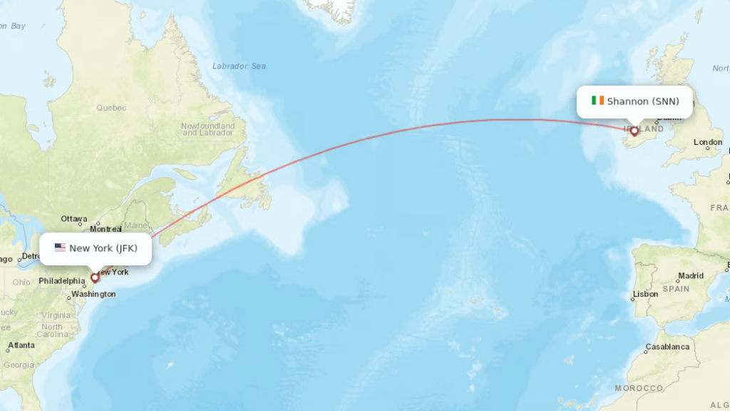 direct flights from new york to shannon