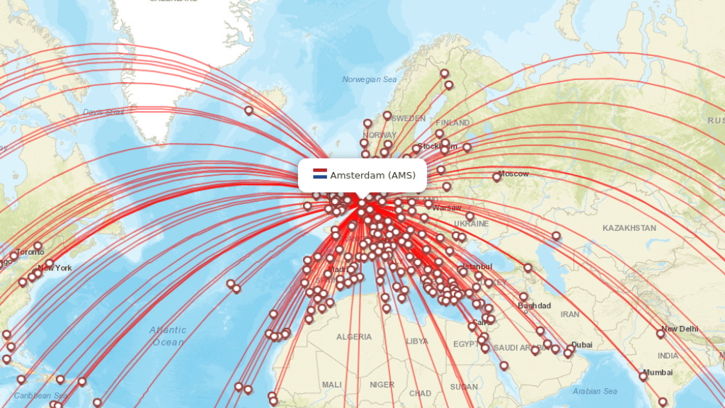 all direct flights to amsterdam