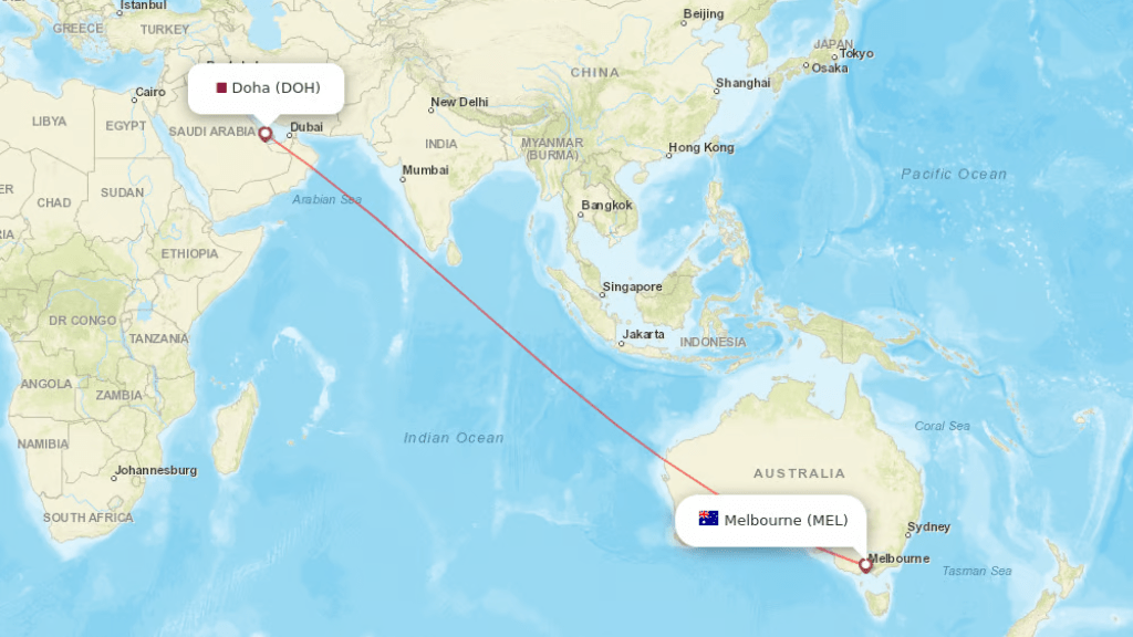 direct flights from doha to melbourne