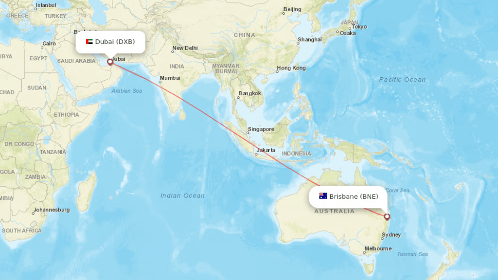 direct flights from dubai to brisbane