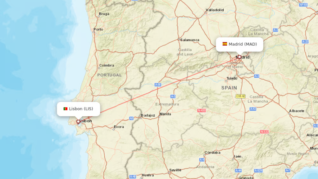 direct flights from madrid to lisbon