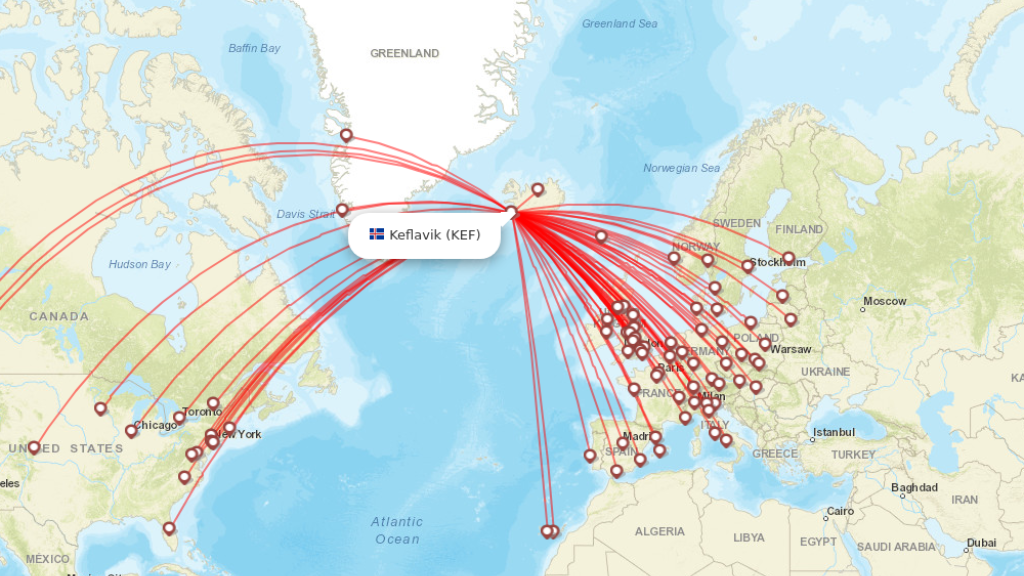 all direct flights to keflavik, reykjavik