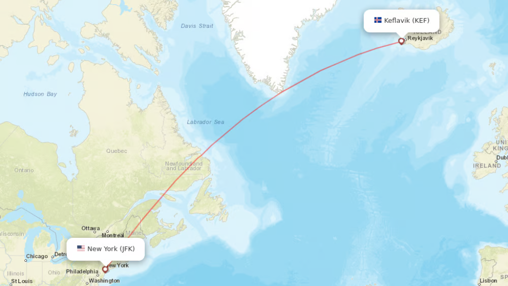 direct flights from new york to keflavik