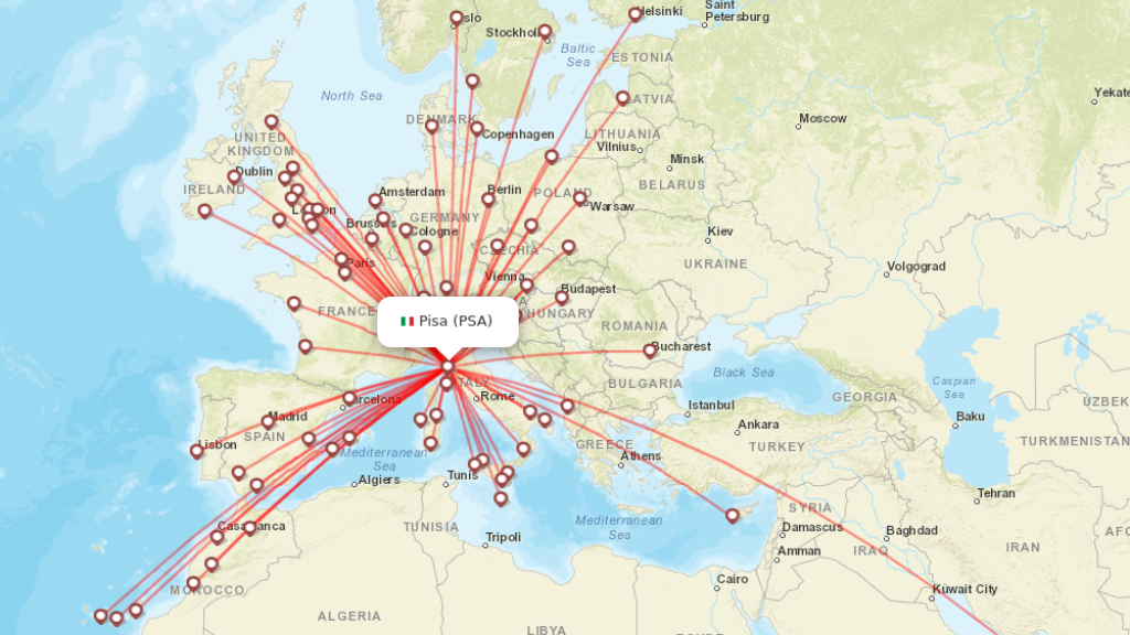 all direct flights to pisa