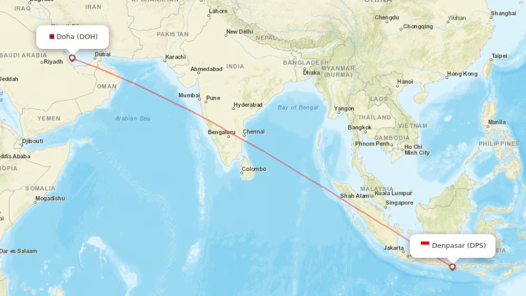 direct flights from doha to denpasar