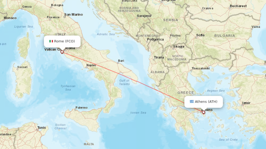 direct flights from rome to athens