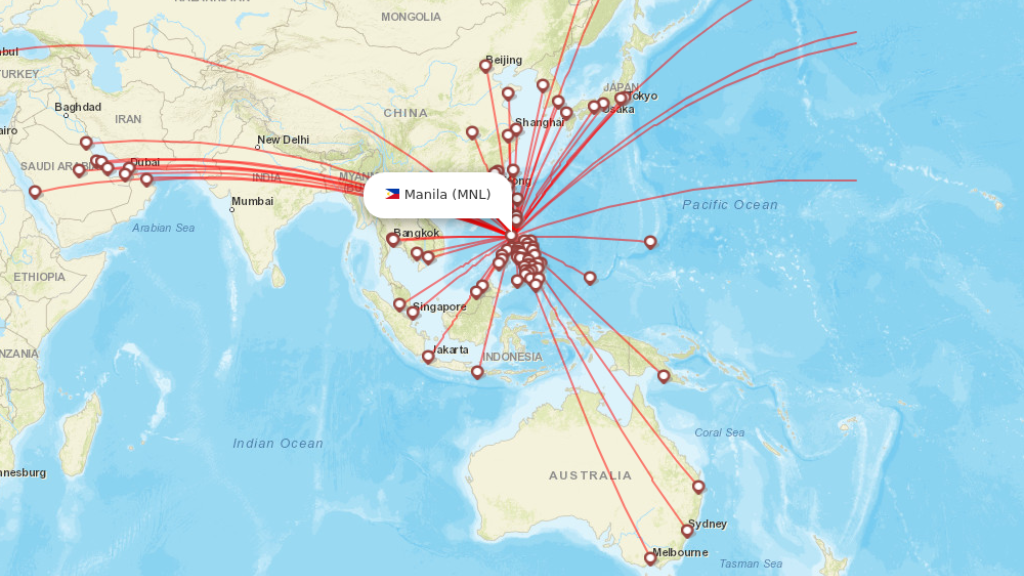 Find all direct flights to Manila