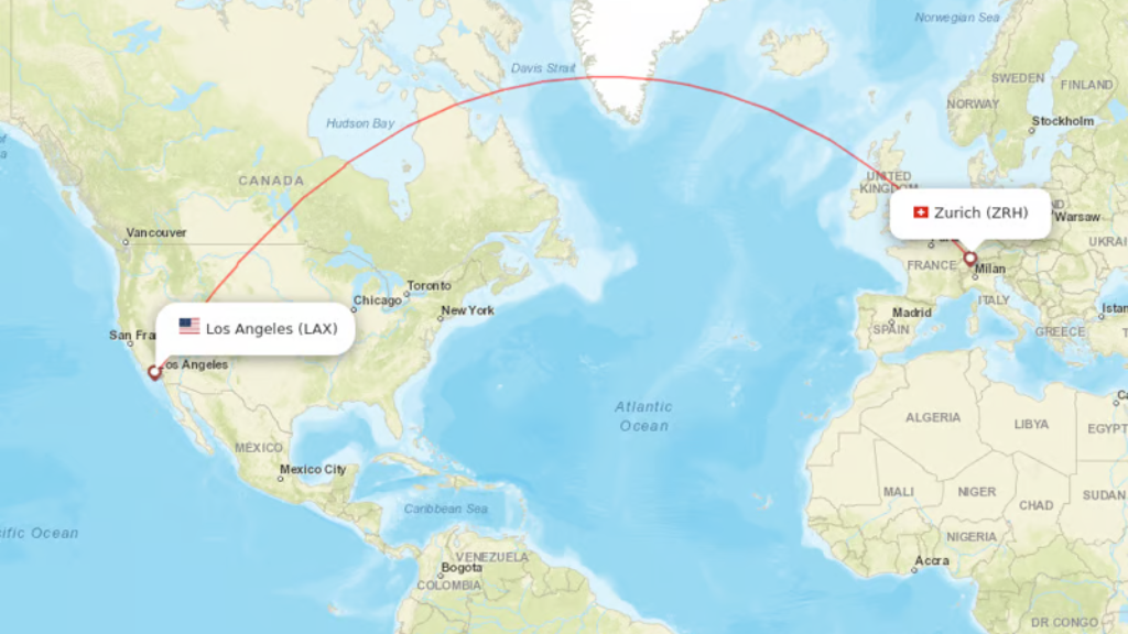 direct flights from los angeles to zurich