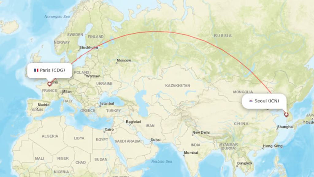 Find all direct flights to Seoul, South Korea