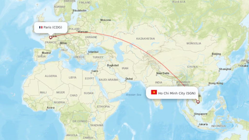 direct flights from paris to ho chi minh city