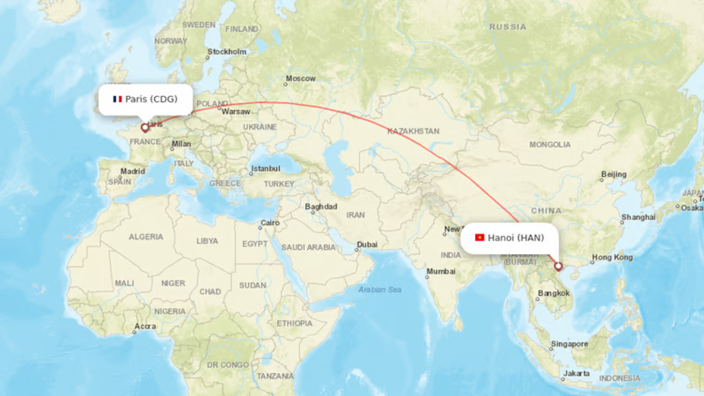 direct flights from paris to hanoi