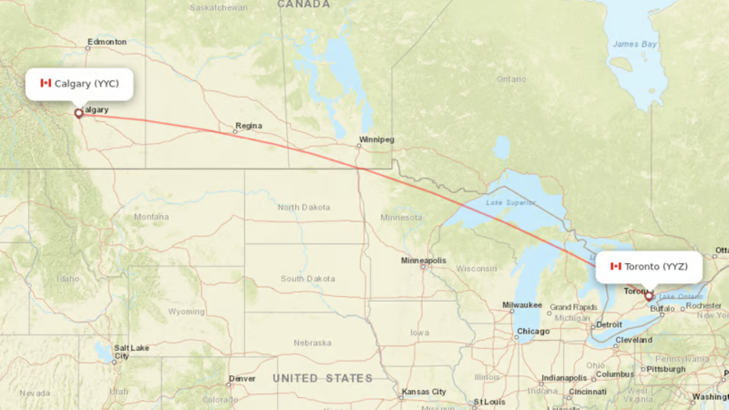 Find all direct flights to Calgary, Canada
